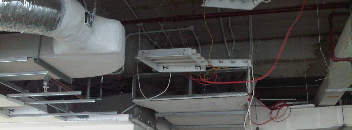 ceiling lighting hung from the soffit