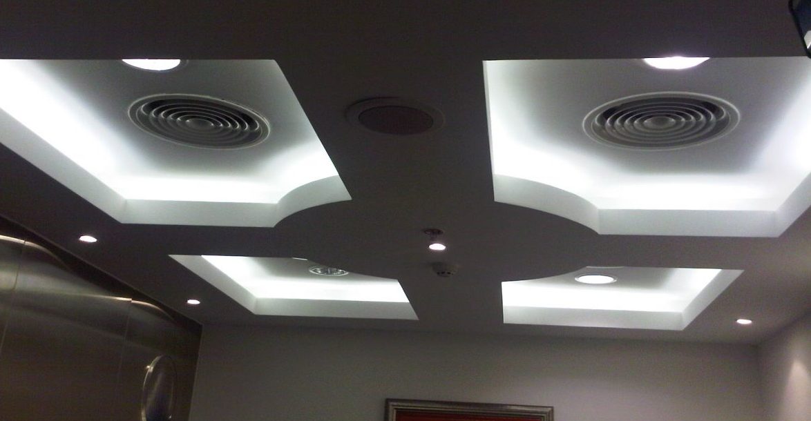 Civil Building Electrical Networking - Gypsum Ceiling with recessed lighting